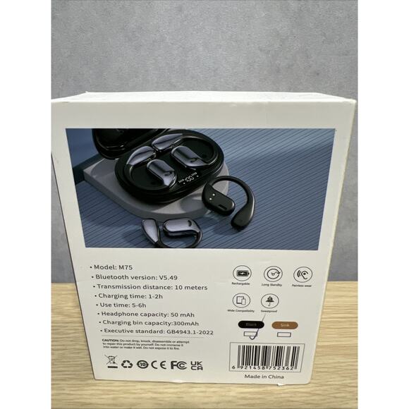 Model M75 3D Bluetooth Surround Sound Earbuds/earphones Brand New OPEN BOX - Picture 2 of 8